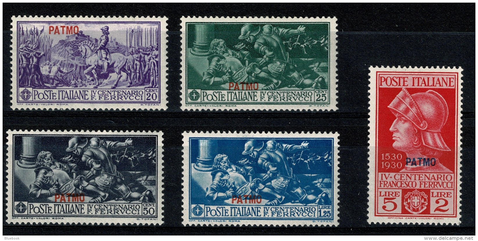 RB 1226 -  Italy Aegean Egeo Dodecanese - 1930 Ferrucci Set Of 5 Mint Stamps Patmos Patmo - Aegean (Patmo)