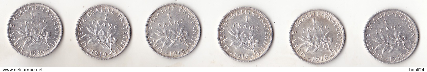 SEMEUSE EN ARGENT BEL ETAT  LOT DE PIECES DE 1 F DE 1915 16 17 18 19 1920 - Other & Unclassified