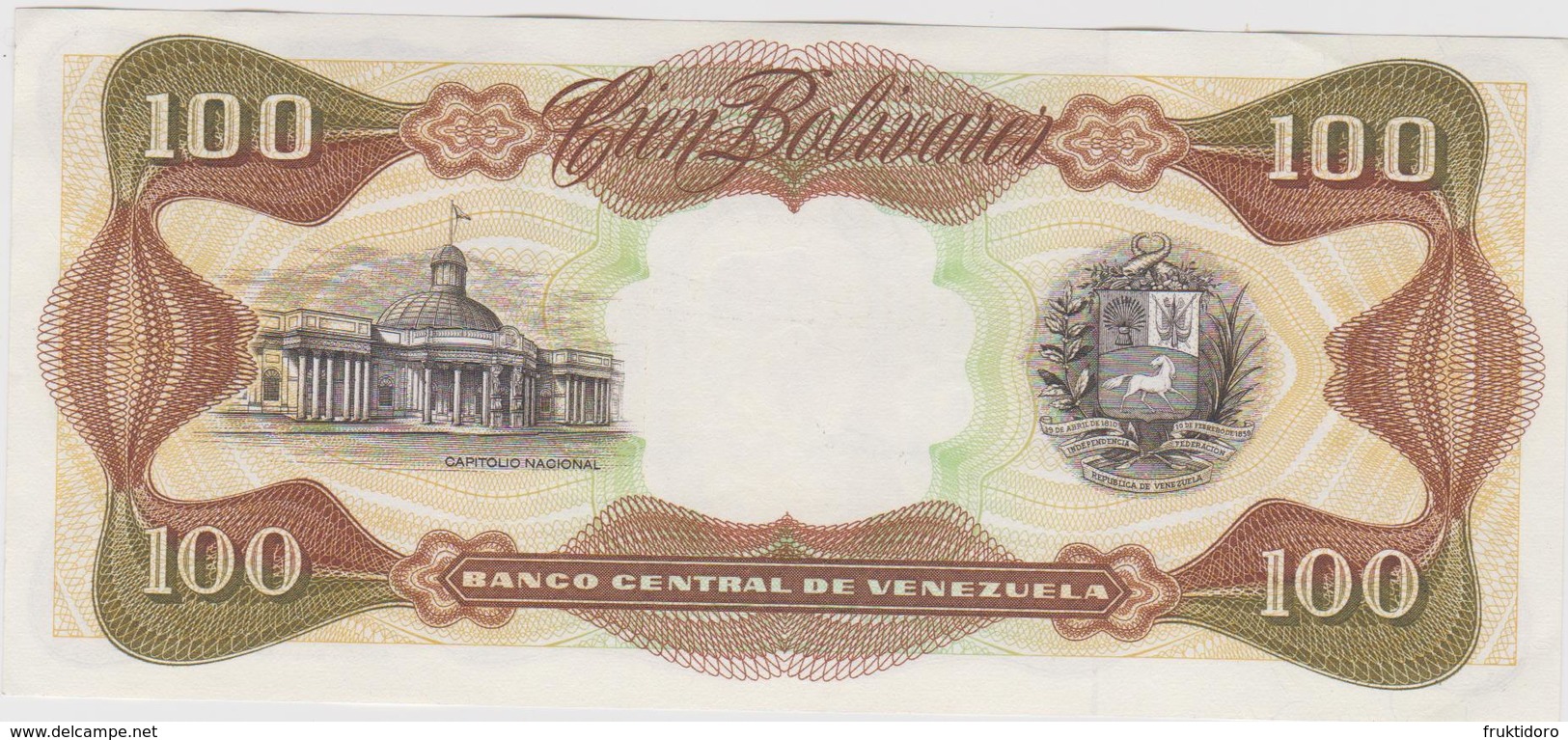 Banknote Venezuela 100 Bolívares - Simón Bolívar - Capitolio Nacional - Coat Of Arms - 1989 - Venezuela