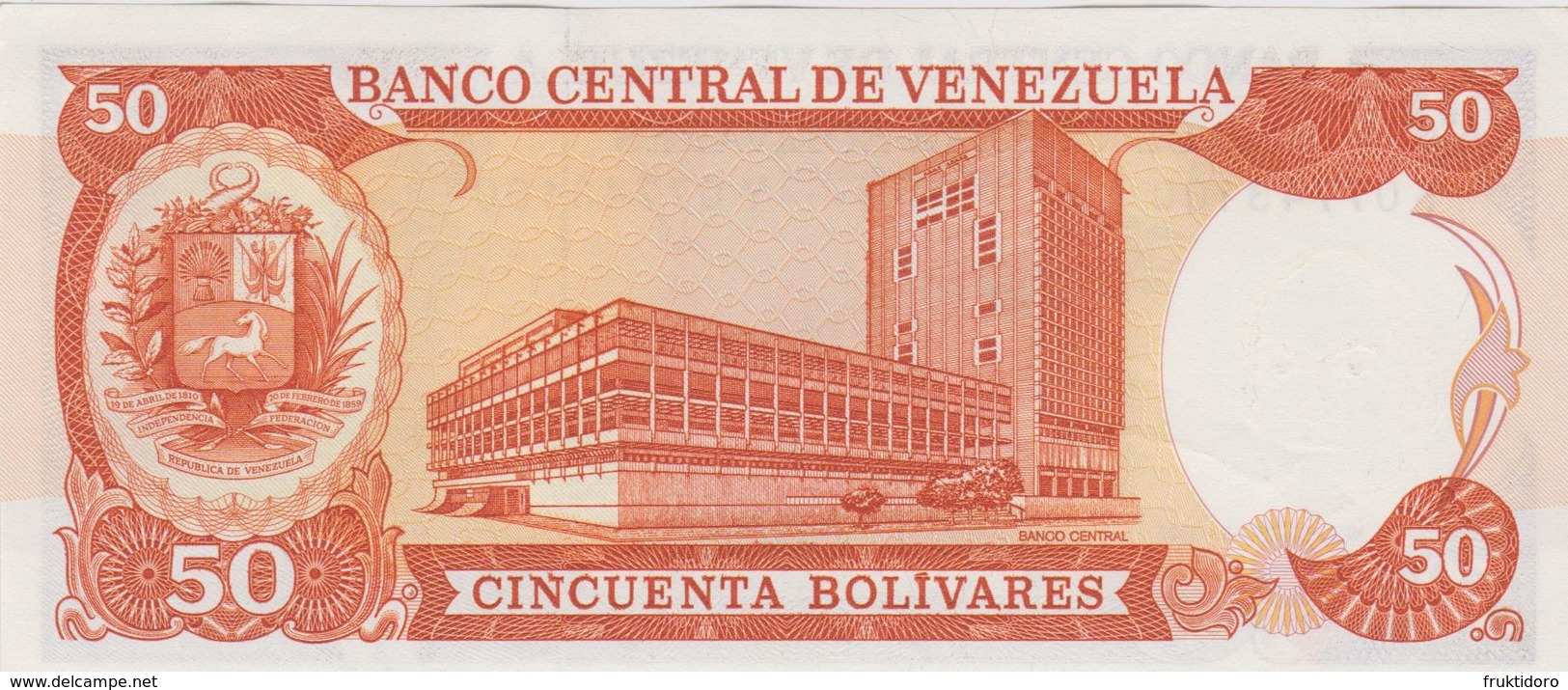 Banknote Venezuela 50 Bolívares - Andrés Bello - Palacio De Las Academias - Central Bank - Coat Of Arms - 1988 - Venezuela