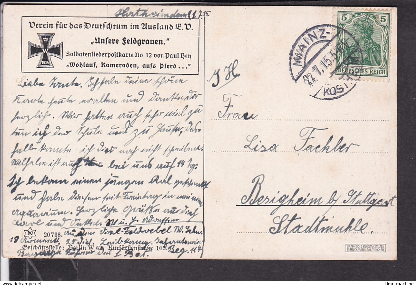 Künstlerpostkarte Paul Hey " Unsere Feldgrauen " Stempel  Mainz - Kostheim   1915 - Hey, Paul