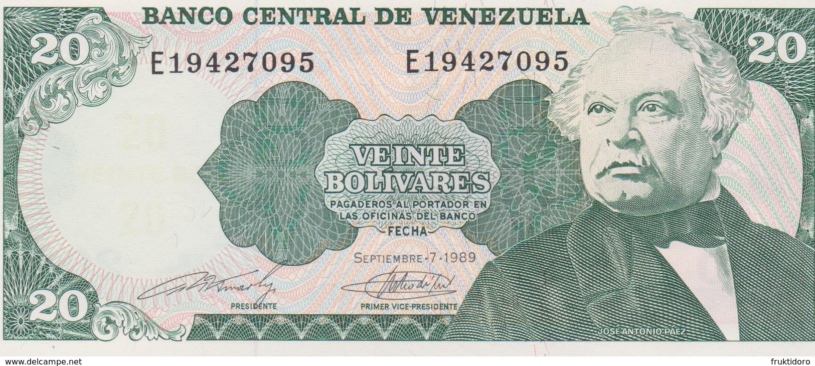 Banknote Venezuela 20 Bolívares - José Antonio Paez - Altar De La Patria - Carabobo - Coat Of Arms - 1988 - Venezuela