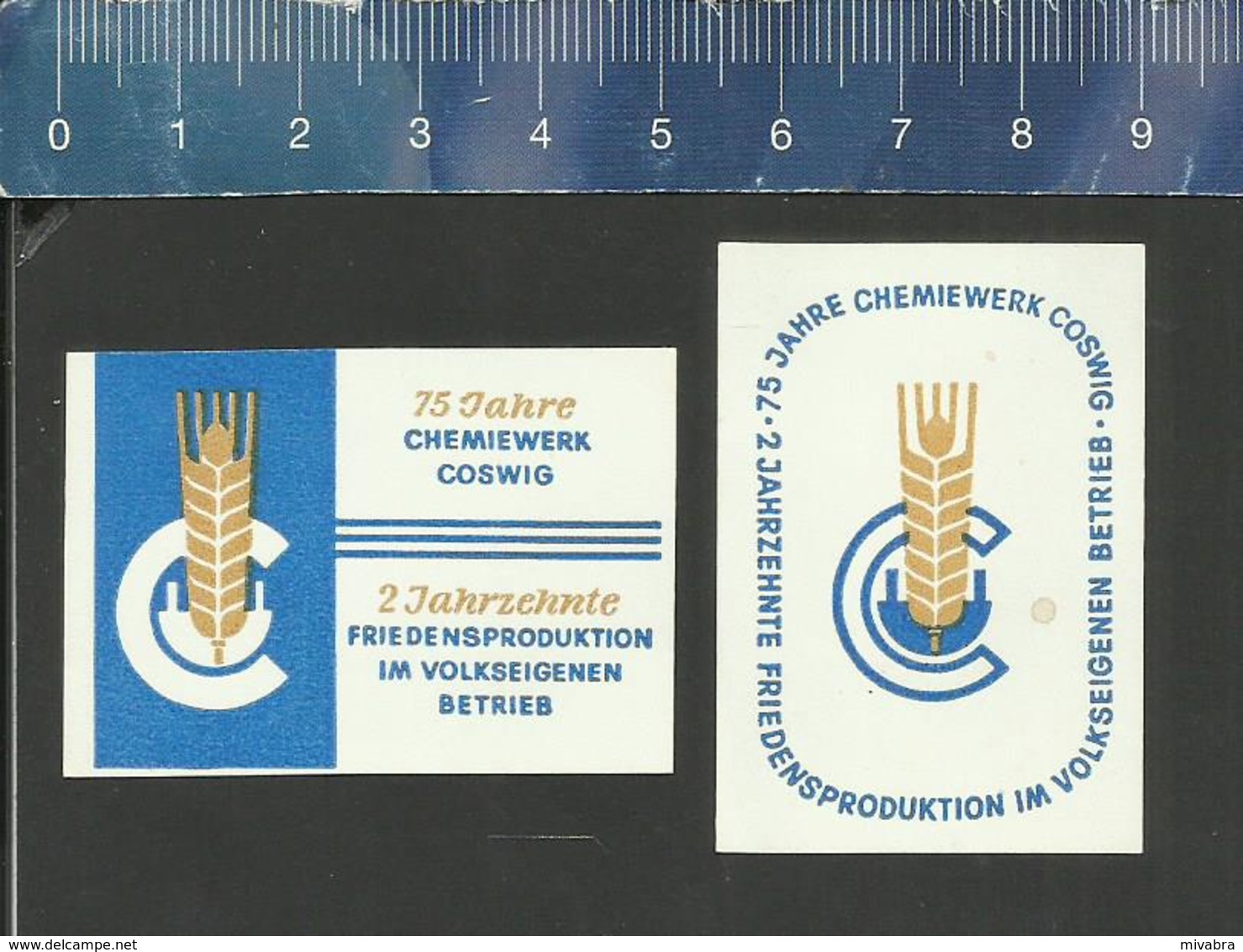 75 JAHRE CHEMIEWERK COSWIG  Matchbox Labels Former DDR 1975 - Boites D'allumettes - Etiquettes