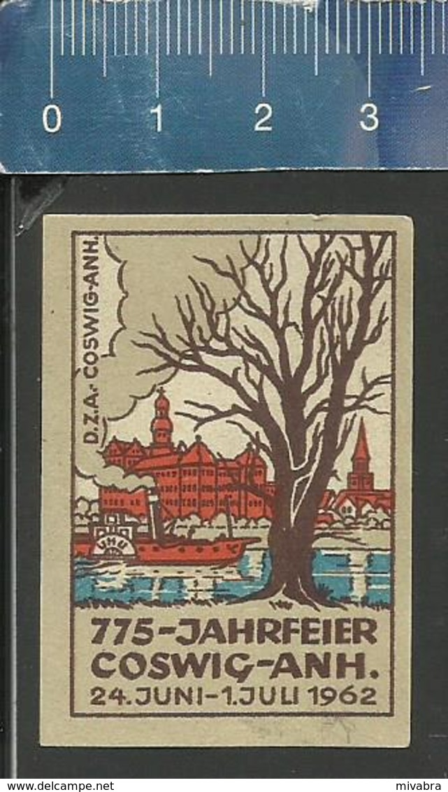 775 JAHRFEIER COSWIG 1962 Old Matchbox Label Former DDR - Boites D'allumettes - Etiquettes