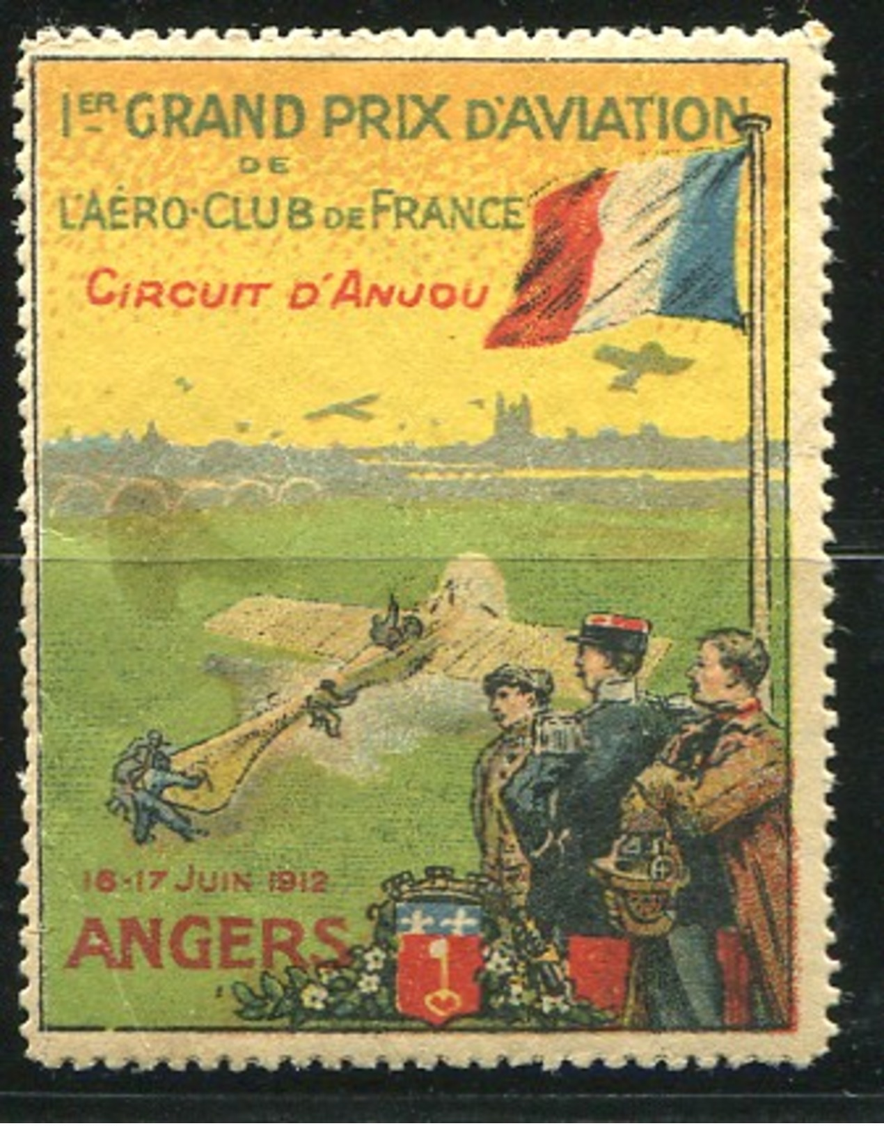 L@@K - RARE ViGNETTE *** De 1912 -ANGERS Les 16 Et 17 Juin - 1er Grand Prix D'Aviation De L'Aéro Club De France - Aviation