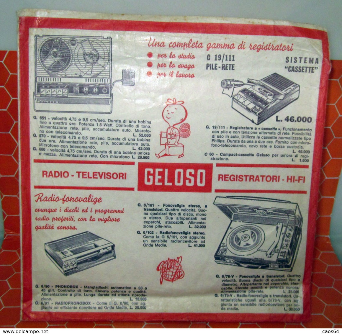 GELOSO RADIO - TELEVISORI REGISTRATORI HI-FI   AUCUN VINYLE - COVER -  NO VINYL - Accessoires, Pochettes & Cartons