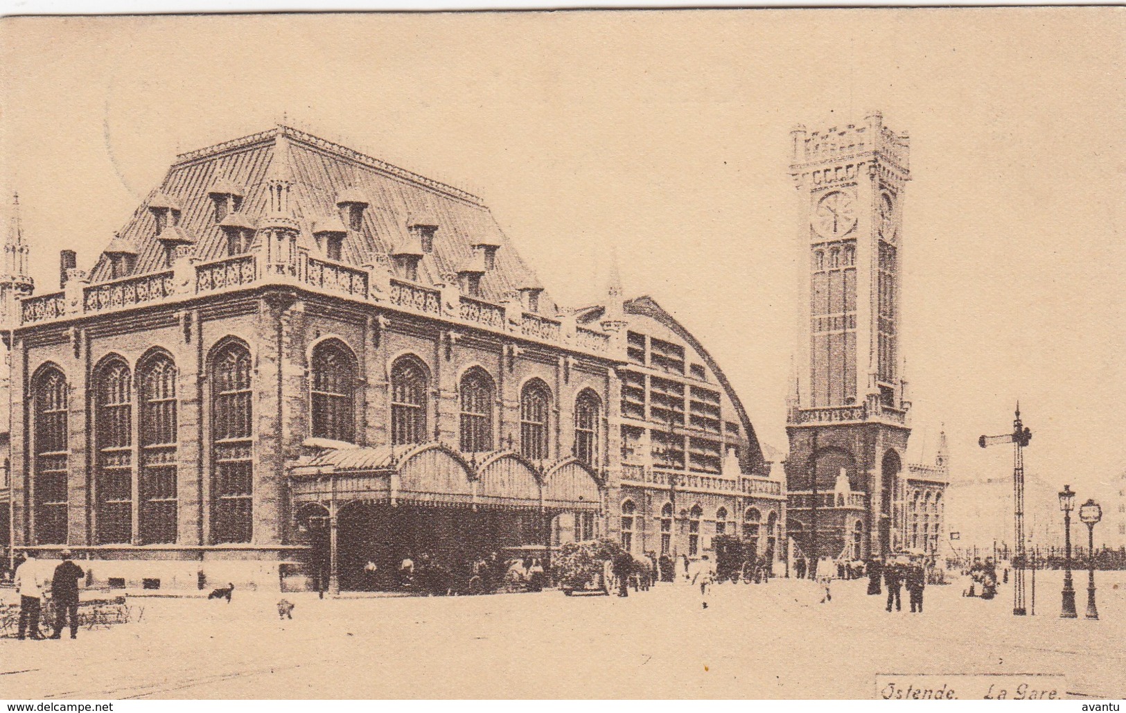 OOSTENDE / STATION / LA GARE  / OORLOG 1914-18 / FELDPOST 1915 STEMPEL STRAATSBURG - Oostende