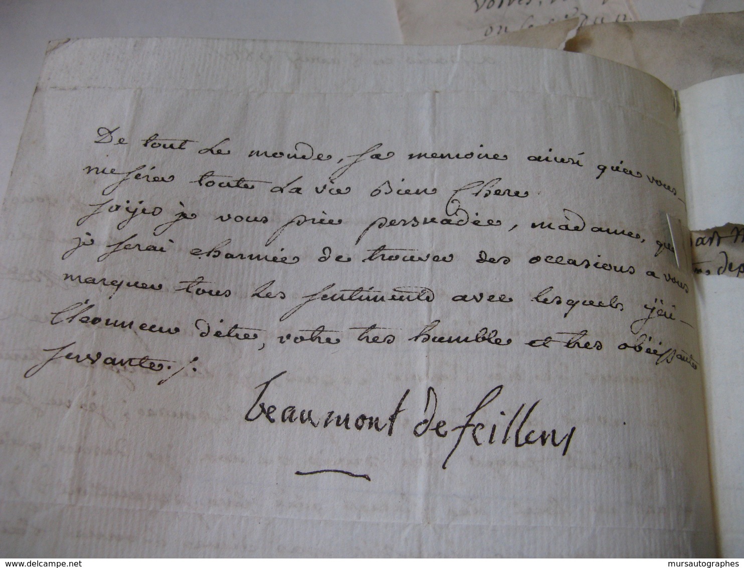 LOT 7 DOCUMENTS ET LETTRES FAMILLE BEAUMONT DE FEILLENS 1749-80 SYNDIC NOBLESSE BRESSE FONDS INGENIEUR DEVILLE LYON - Otros & Sin Clasificación