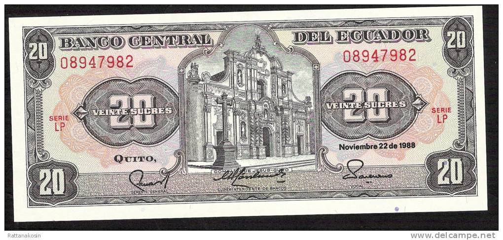 ECUADOR   P121A   20  SUCRES  22.11.1988 # LP  TdlR Without Imprint     UNC. - Ecuador