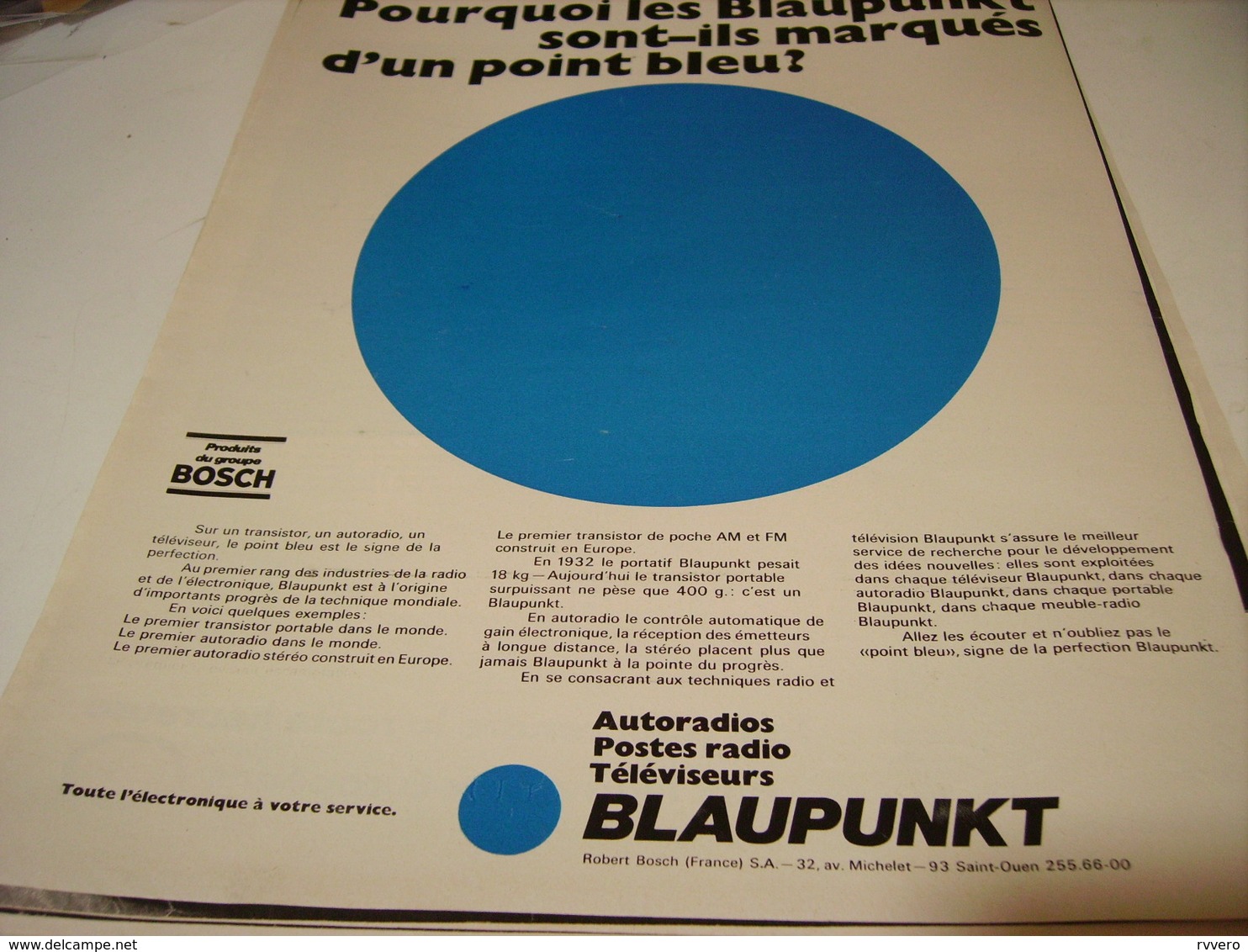 ANCIENNE   PUBLICITE AUTORADIO RADIO BLAUPUNKT BOSCH 1969 - Autres & Non Classés