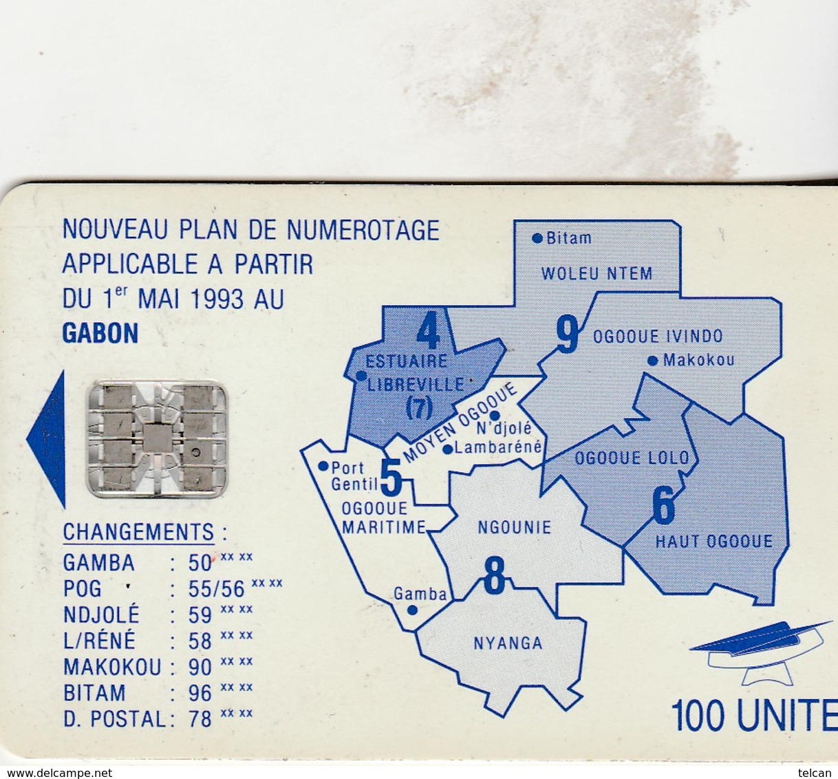 Gab21  Map Of Gabon Blue 100u - Gabun