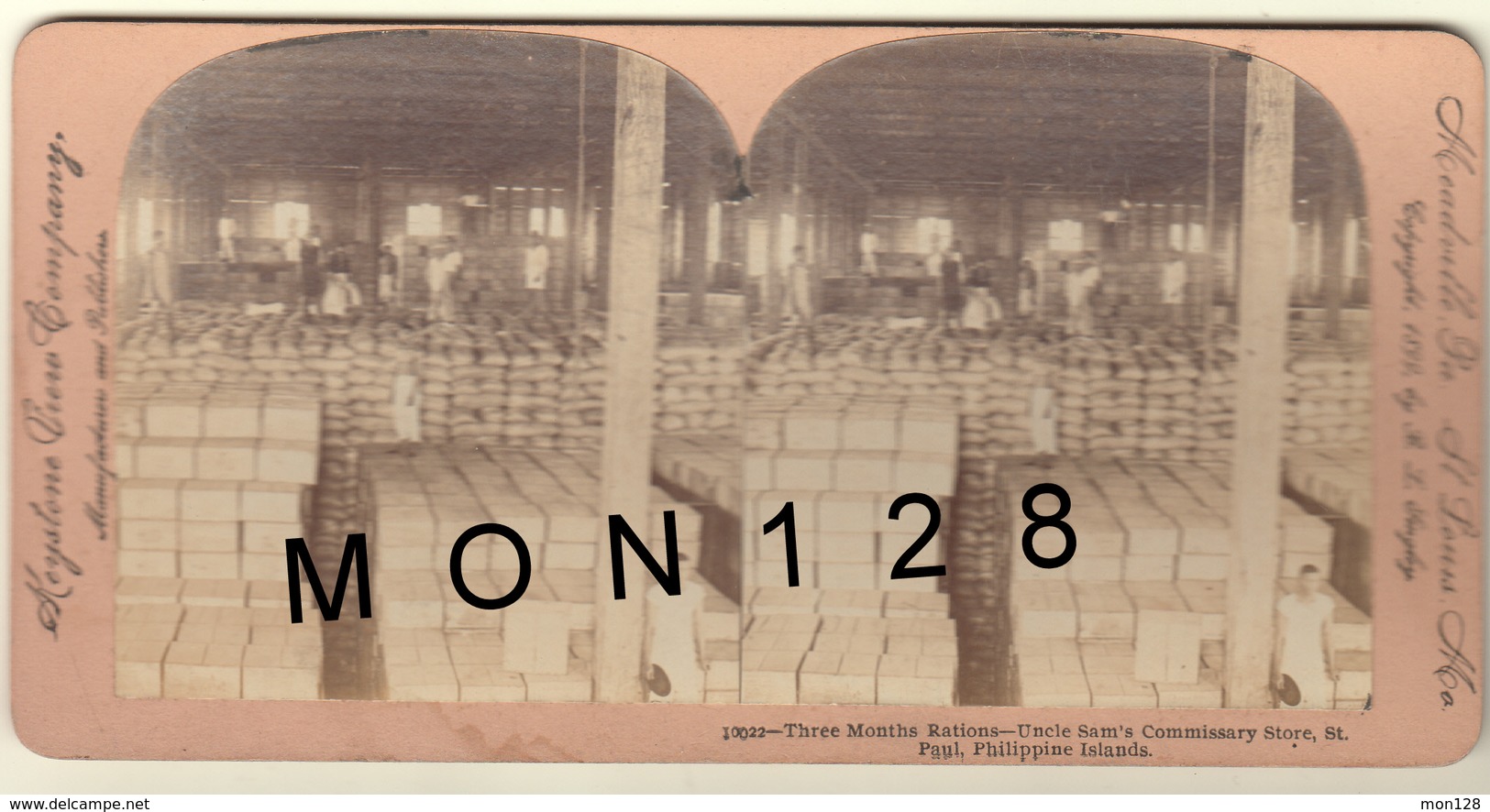 UNCLE SAM'S COMMISSARY STORE - ST PAUL - PHILIPPINE ISLANDS - THREE MONTHS RATIONS - 1899 B.L. SINGLEY - Photos Stéréoscopiques