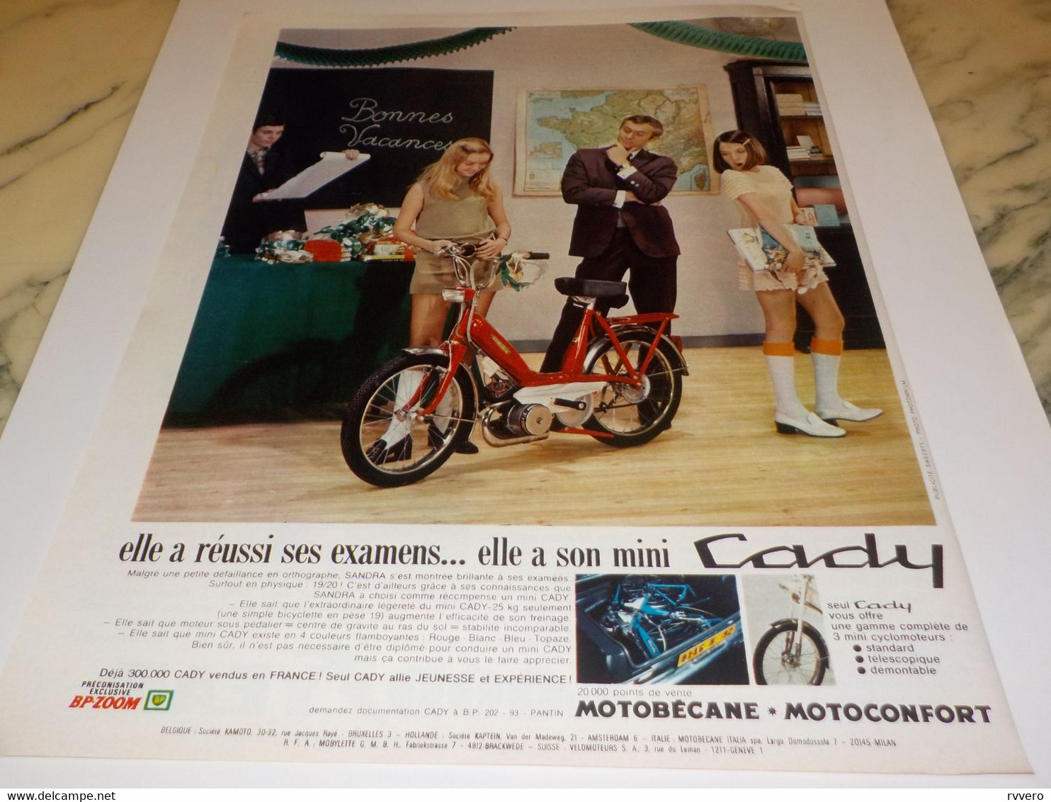 ANCIENNE PUBLICITE CADY DE MOTOBECANE 1969 - Motos