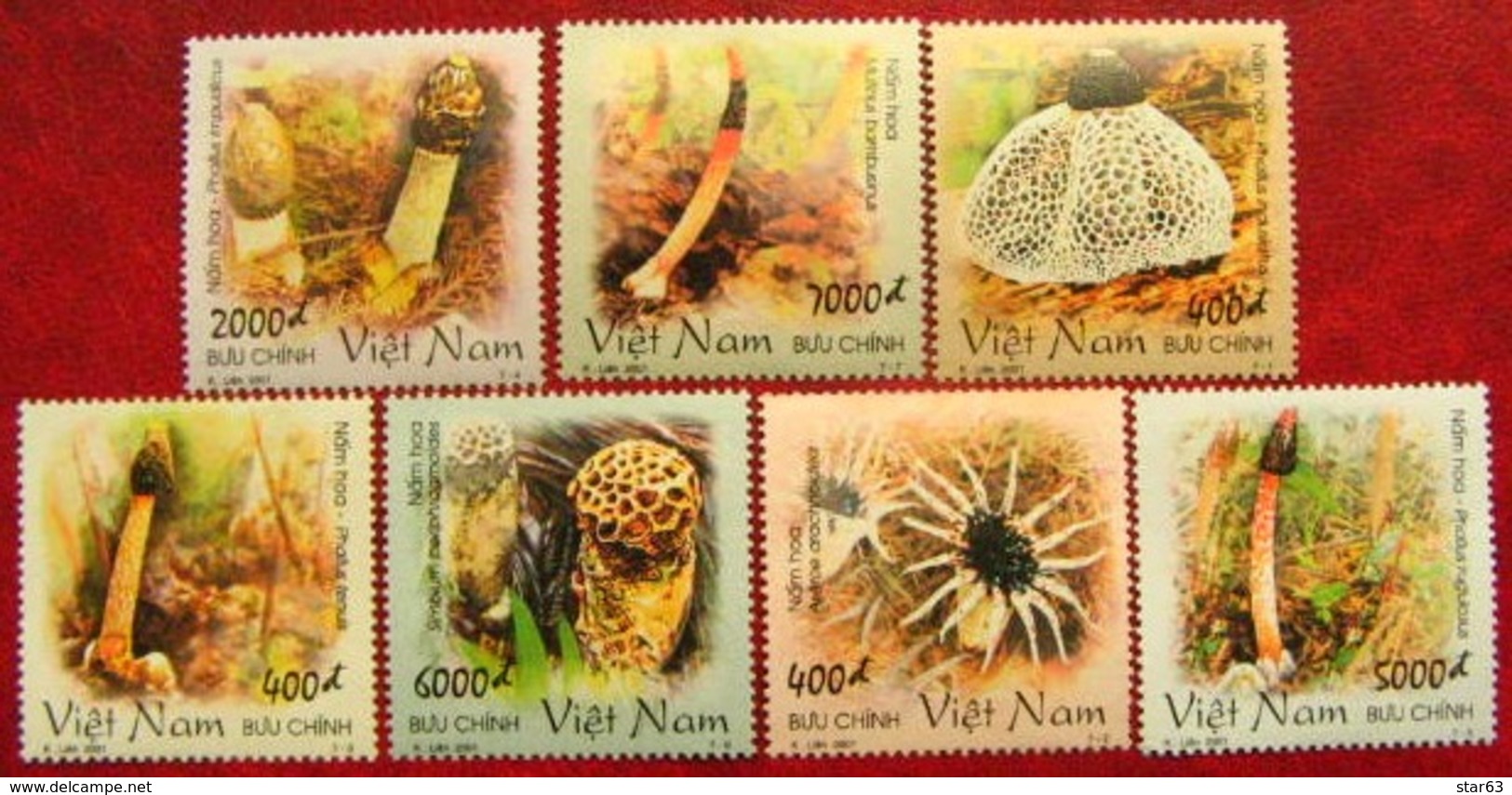 Vietnam 2001  Mushrooms  7 V    MNH - Pilze