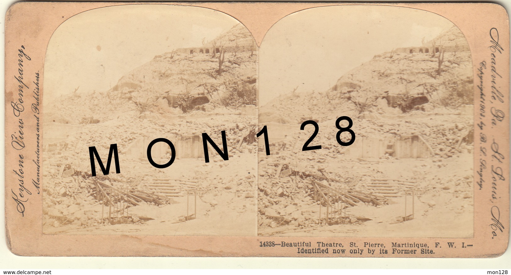 SAINT PIERRE MARTINIQUE BEAUTIFUL THEATRE- 1903 B.L. SINGLEY - Photos Stéréoscopiques