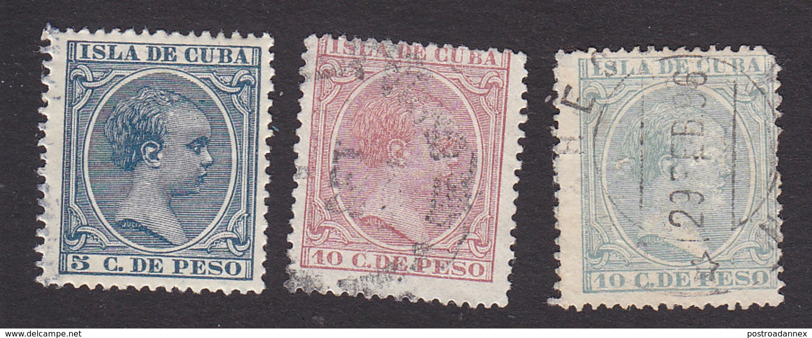 Cuba, Scott #146, 148-149, Used, King Alfonso XIII, Issued 1890 - Cuba (1874-1898)