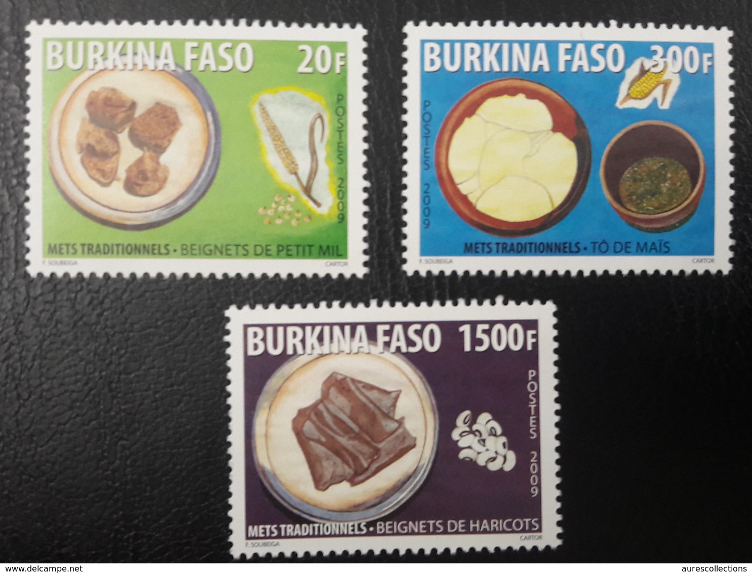 BURKINA FASO 2009 YT 1358/60 METS TRADITIONNELS TRADITIONAL FOOD CROPS ALIMENTATION RARE MNH - Burkina Faso (1984-...)