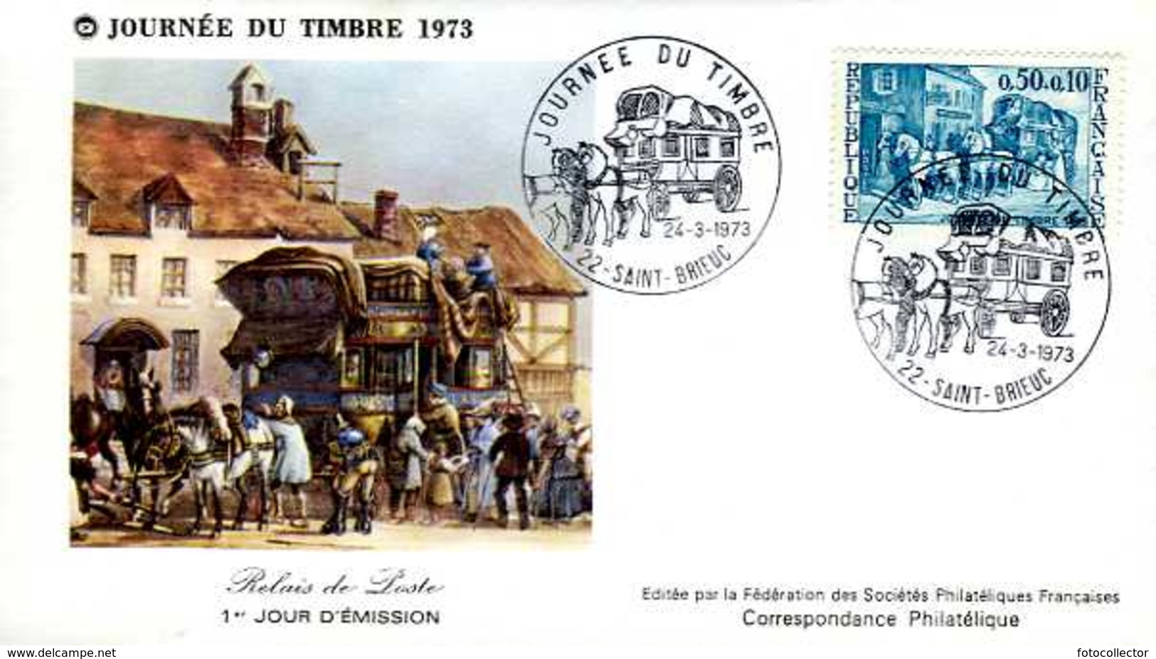 Enveloppe Philatélique Journée Du Timbre 1973 1er Jour St Brieuc (22) - Stamp's Day