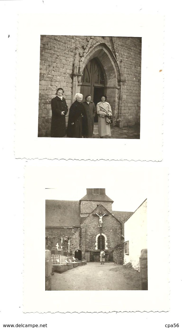 île D' ARZ - 2 PHOTOS De 1957 - Sortie De L'église - Cimetière - Ile D'Arz