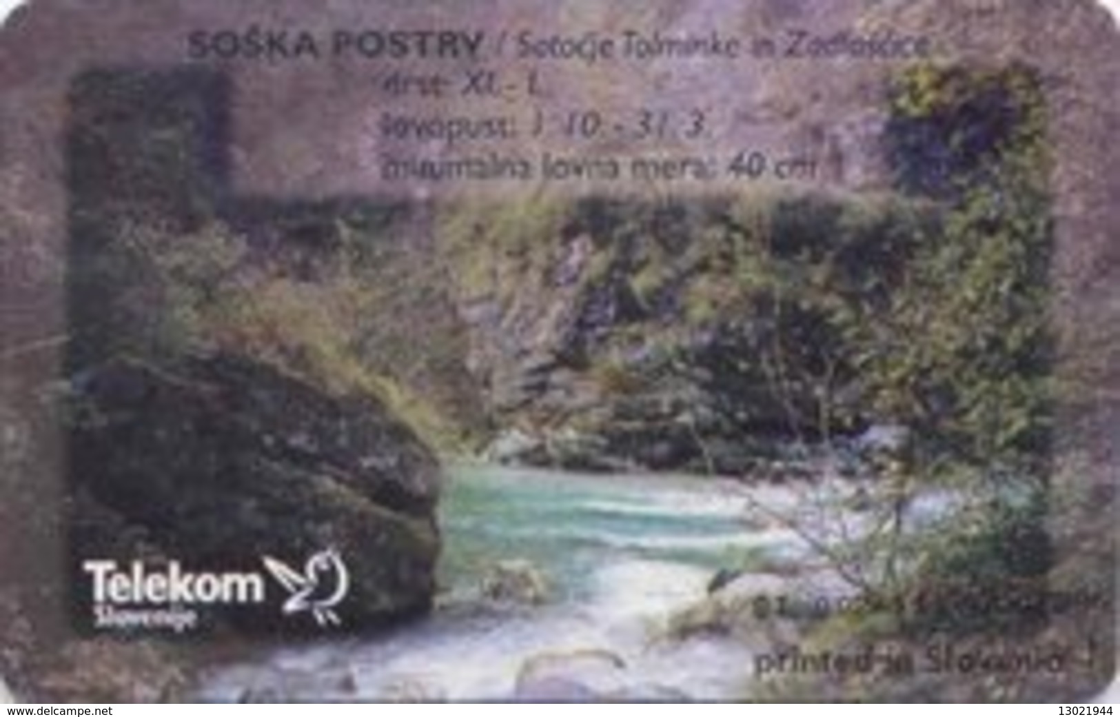 SLOVENIA SCHEDA TELEFONICA   Soška Postrv / Sotočje Tolminke In Zadlaščice - FISH - Pesci