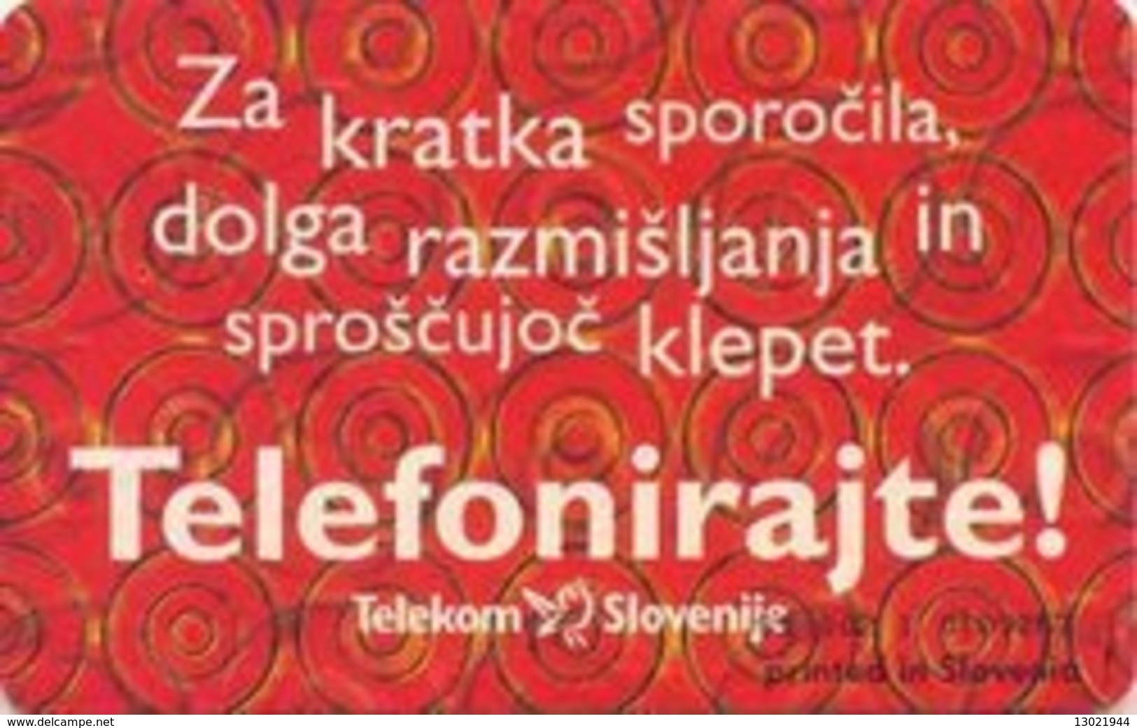 SLOVENIA SCHEDA TELEFONICA   Magnifico / Za Kratka Sporočila - Non Classificati