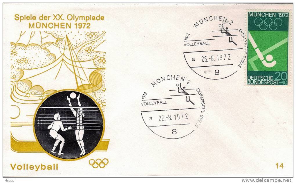 ALLEMAGNE  FDC   Cachet  Munchen 2    Le  26 - 8 - 1972   JO 1972   Volley Ball - Volleyball