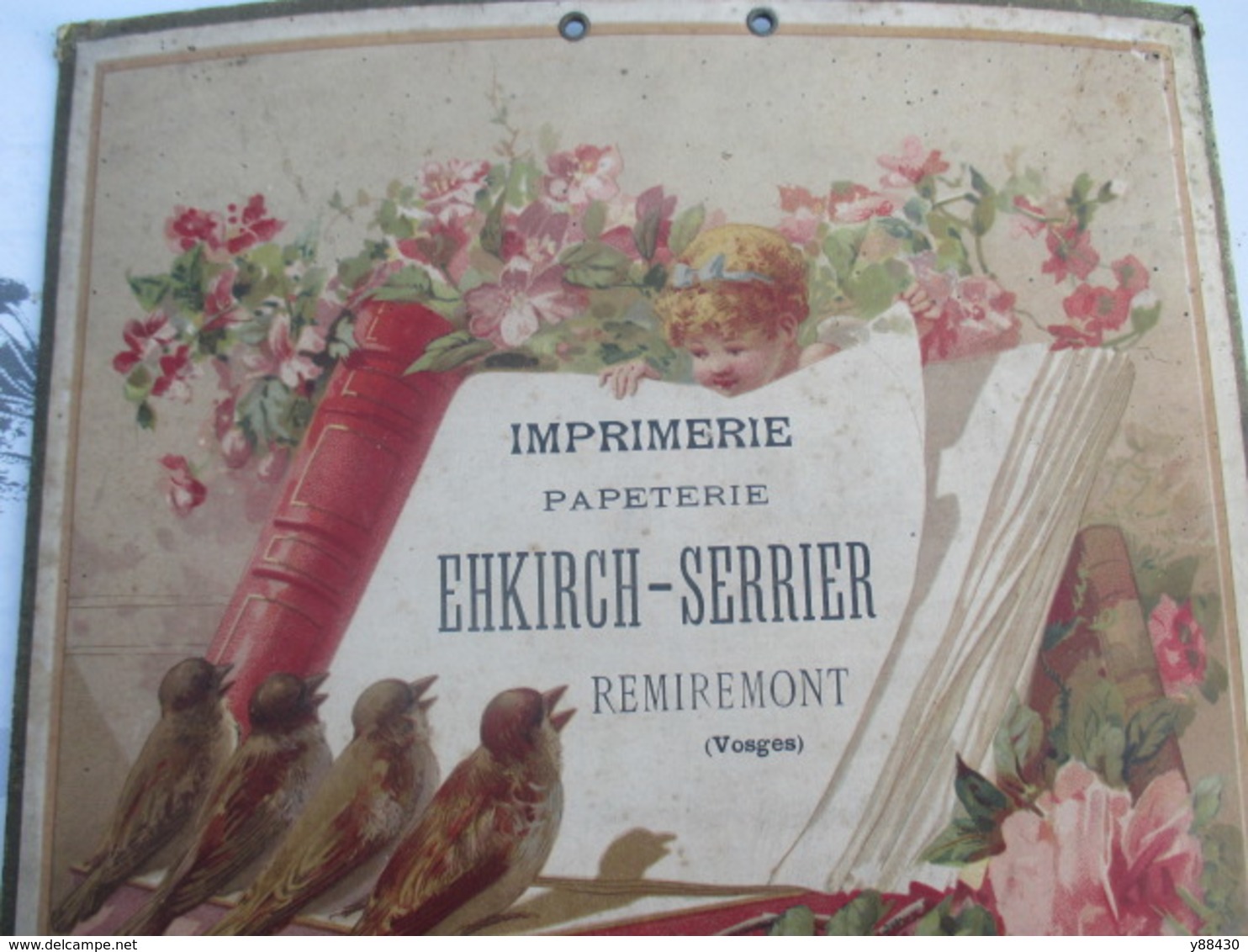 Calendrier de 1896 en carton très épais - Imprimerie EHKIRCH - SERRIER à REMIREMENT. 88 - voir les 11 photos & scannes