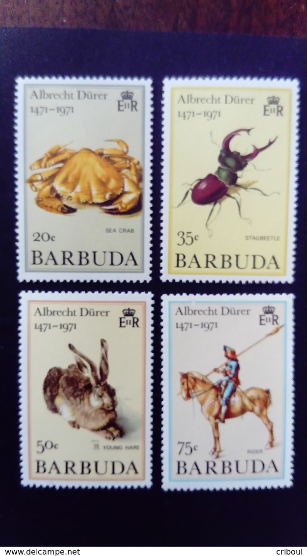 Barbuda 1971 Animaux Animals Dürer Yvert 102-105 ** MNH - Barbuda (...-1981)