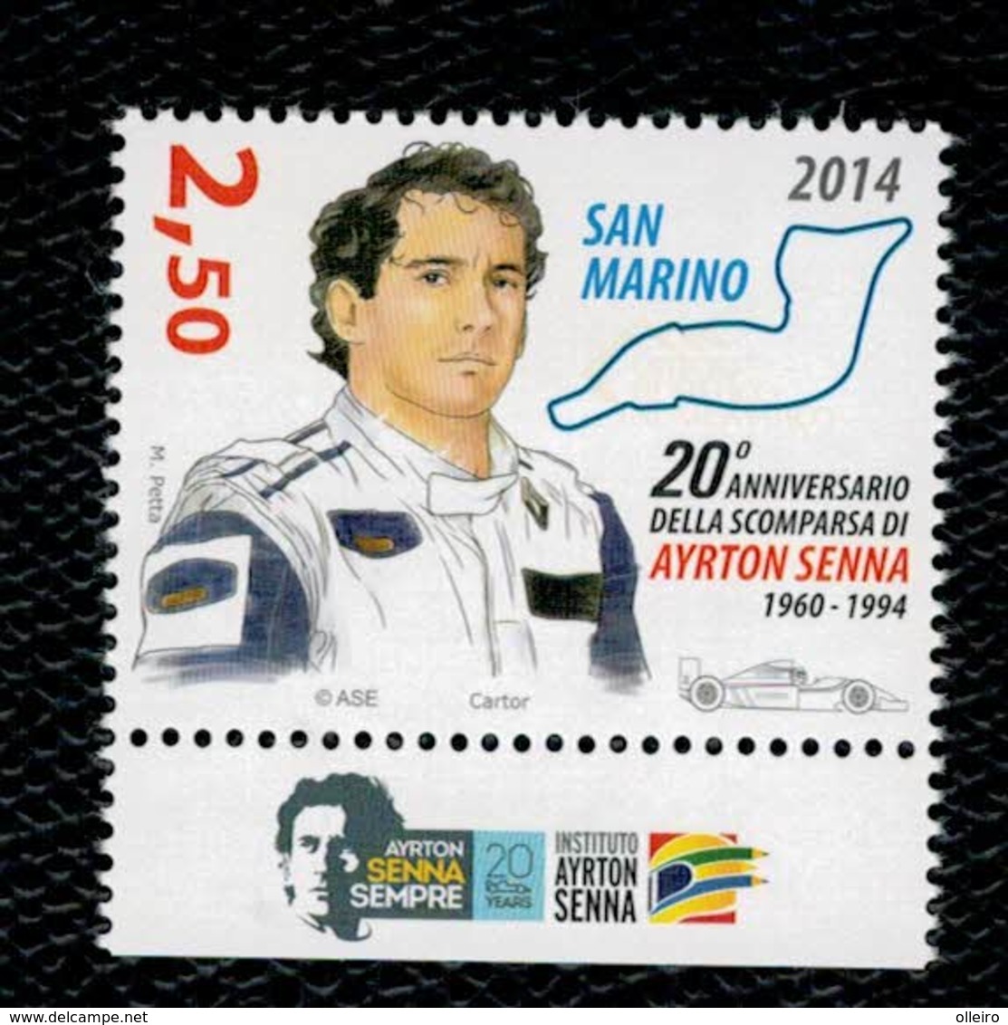 San Marino 2014 20° Anniv. Della Morte Di Ayrton Senna 1v Complete Set ** MNH - Nuovi