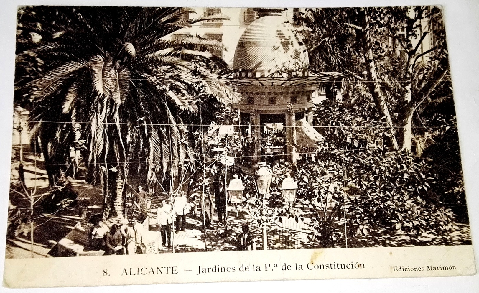 Antigua Postal - Alicante - Jardines De La Plaza De La Constitución / Ediciones Marimón, Nº8 / Publicidad "EL AVIÓN" - Alicante