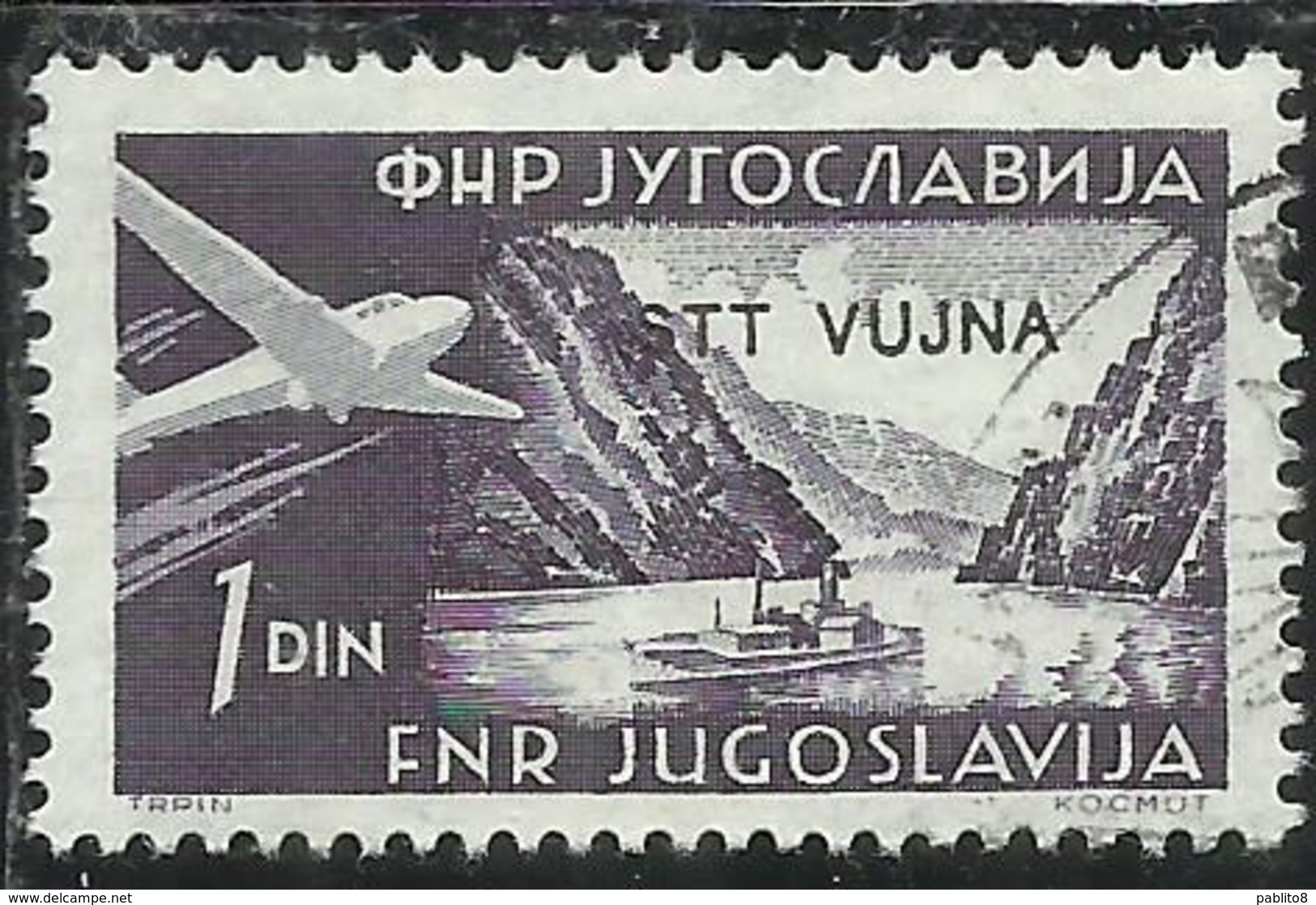 TRIESTE B 1954 POSTA AEREA AIR MAIL ESPERANTO CONGRESS YUGOSLAVIA SOPRASTAMPATO JUGOSLAVIA 1d USATO USED OBLITERE' - Luftpost