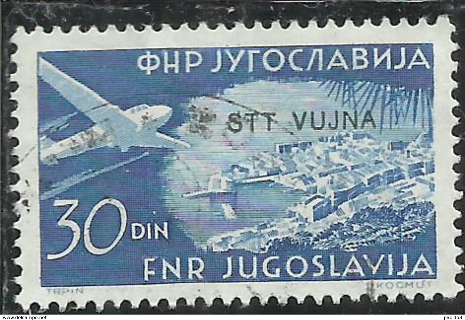 TRIESTE B 1954 POSTA AEREA AIR MAIL ESPERANTO CONGRESS YUGOSLAVIA SOPRASTAMPATO JUGOSLAVIA 30d USATO USED OBLITERE' - Airmail