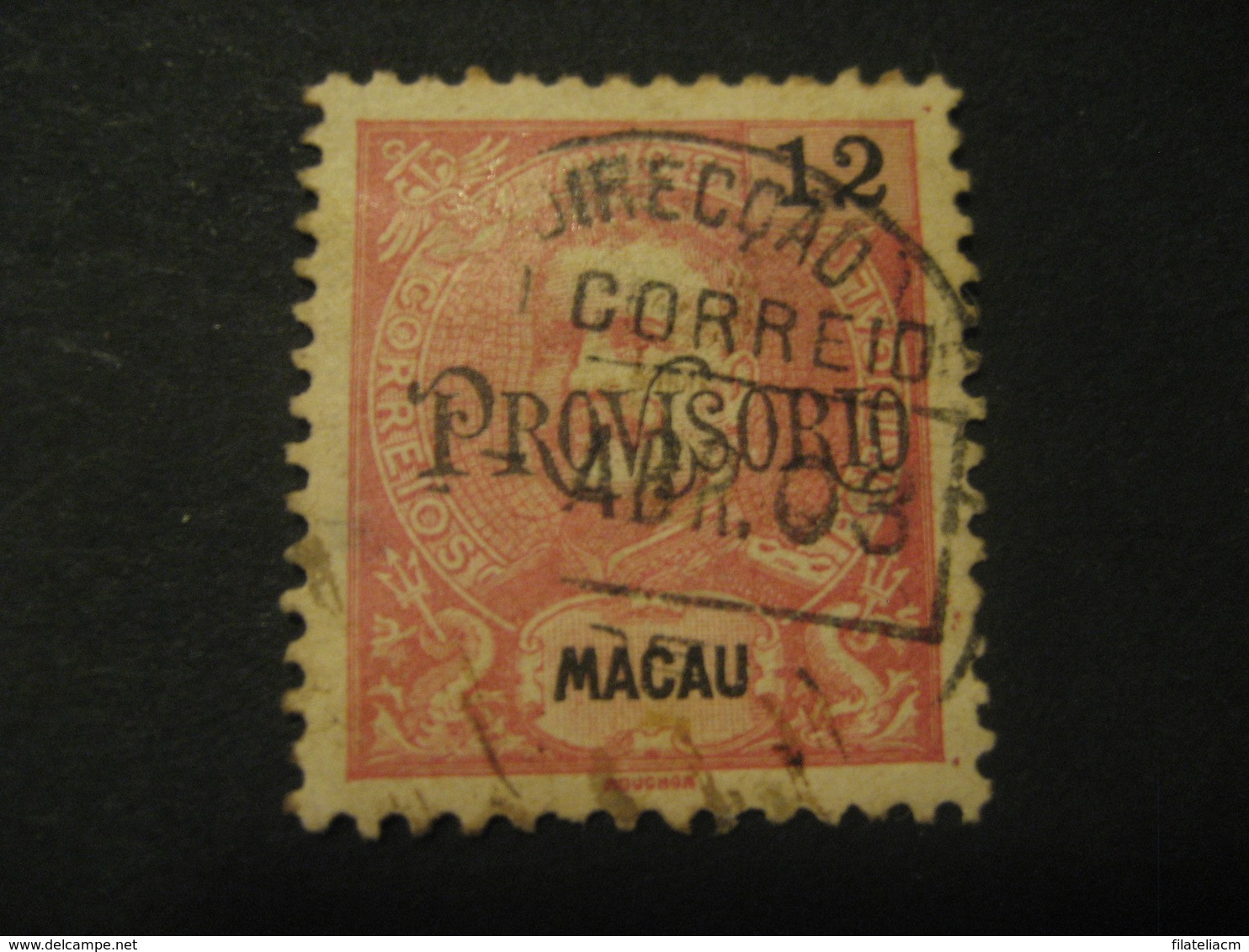 12 Avos MACAU 1902 Provisorio O.p. Yvert 128 (Cat. Year 2008: 28 Eur) Stamp Macao Portugal China Area - Oblitérés