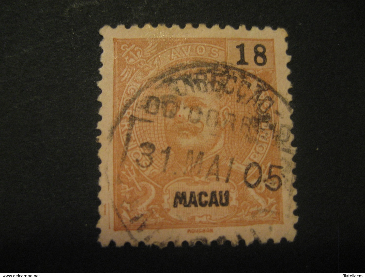 18 Avos MACAU 1903/5 Yvert 137 (Cat. Year 2008: 16 Eur) Stamp Macao Portugal China Area - Oblitérés