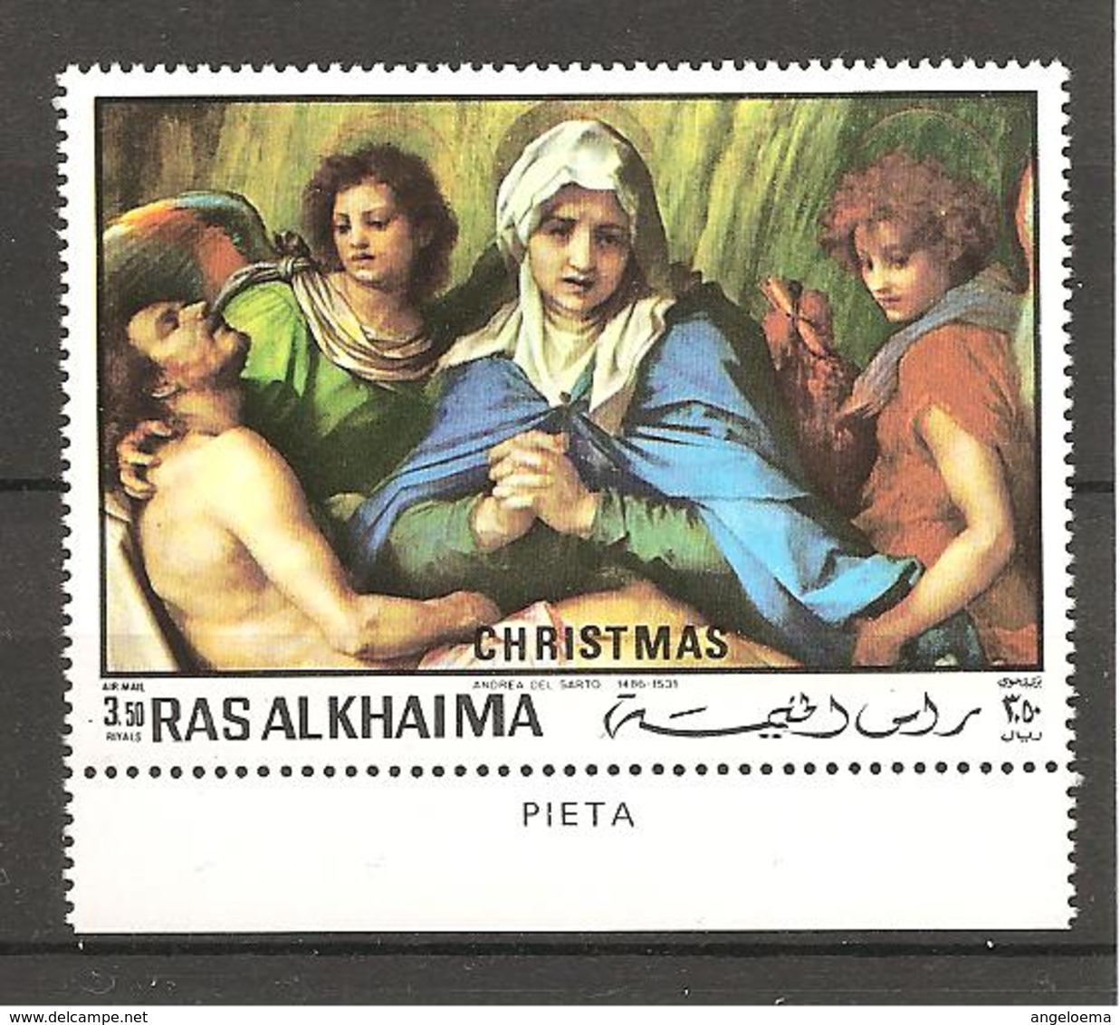 RAS ALKHAIMA - 1970 ANDREA DEL SARTO Pietà Con Cristo, Madonna, 2 Angeli (Kunsthistorisches Museum, Vienna) Nuovo** MNH - Religione