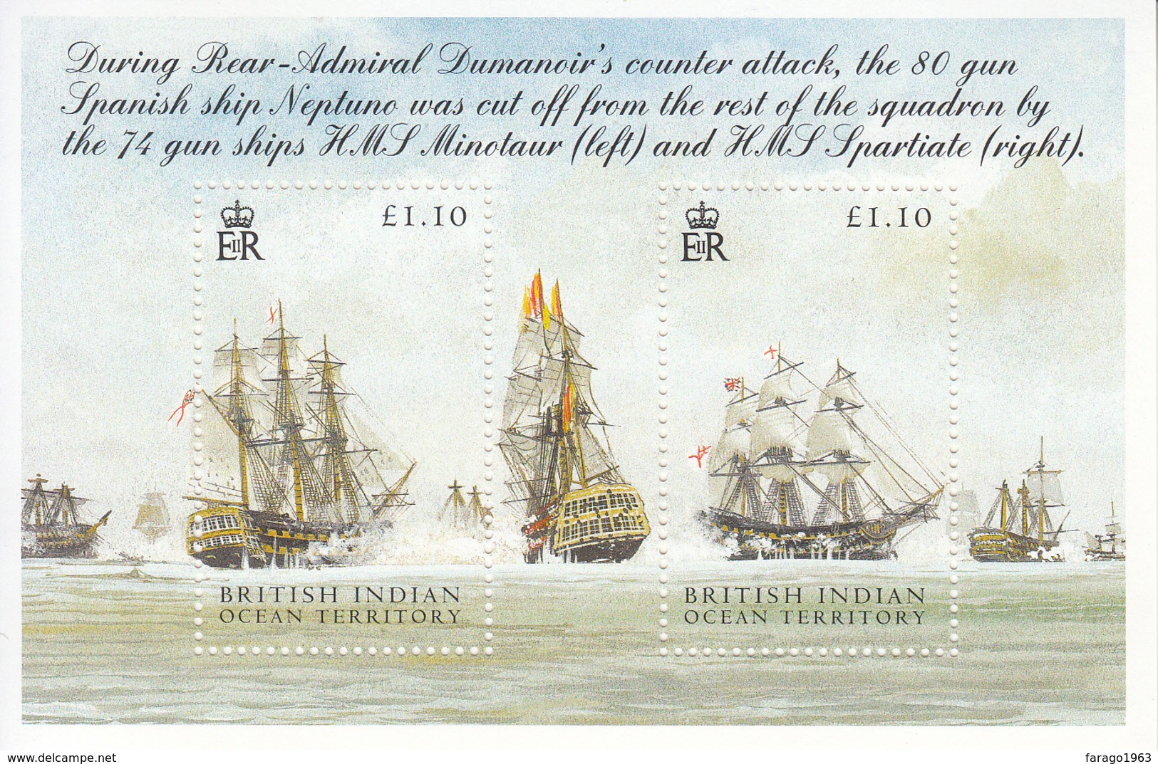 2005 British Indian Ocean Territory Battle Of Trafalgar Ships Navy  Souvenir Sheet  MNH - Territorio Britannico Dell'Oceano Indiano