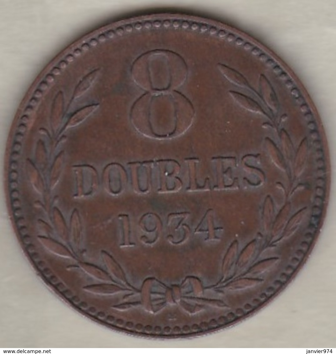 Guernesey 8 Doubles 1934 H. Bronze . KM# 14. - Guernesey