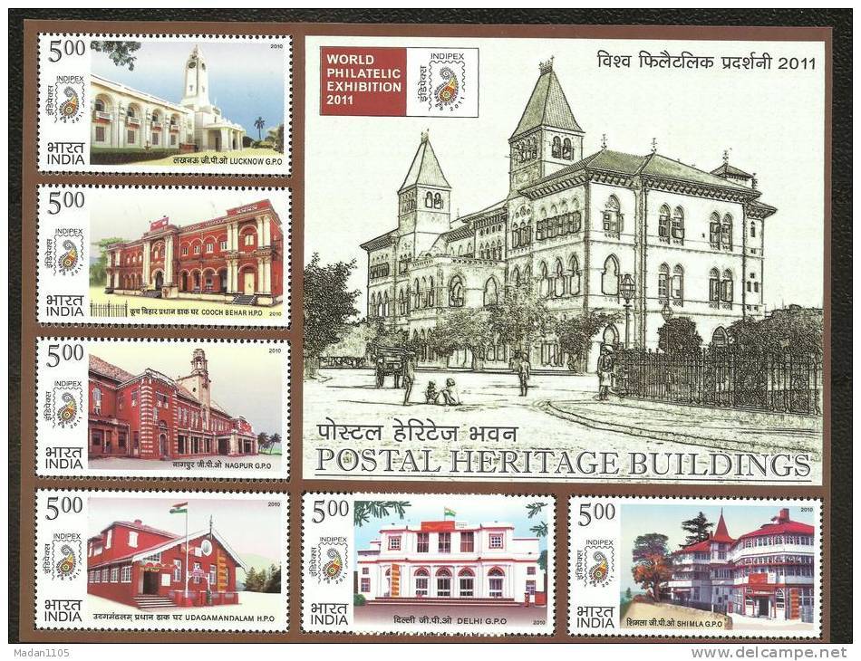 INDIA ,2010, Postal Heritage Buildings Of India, Miniature Sheet, MNH, (**) - Post