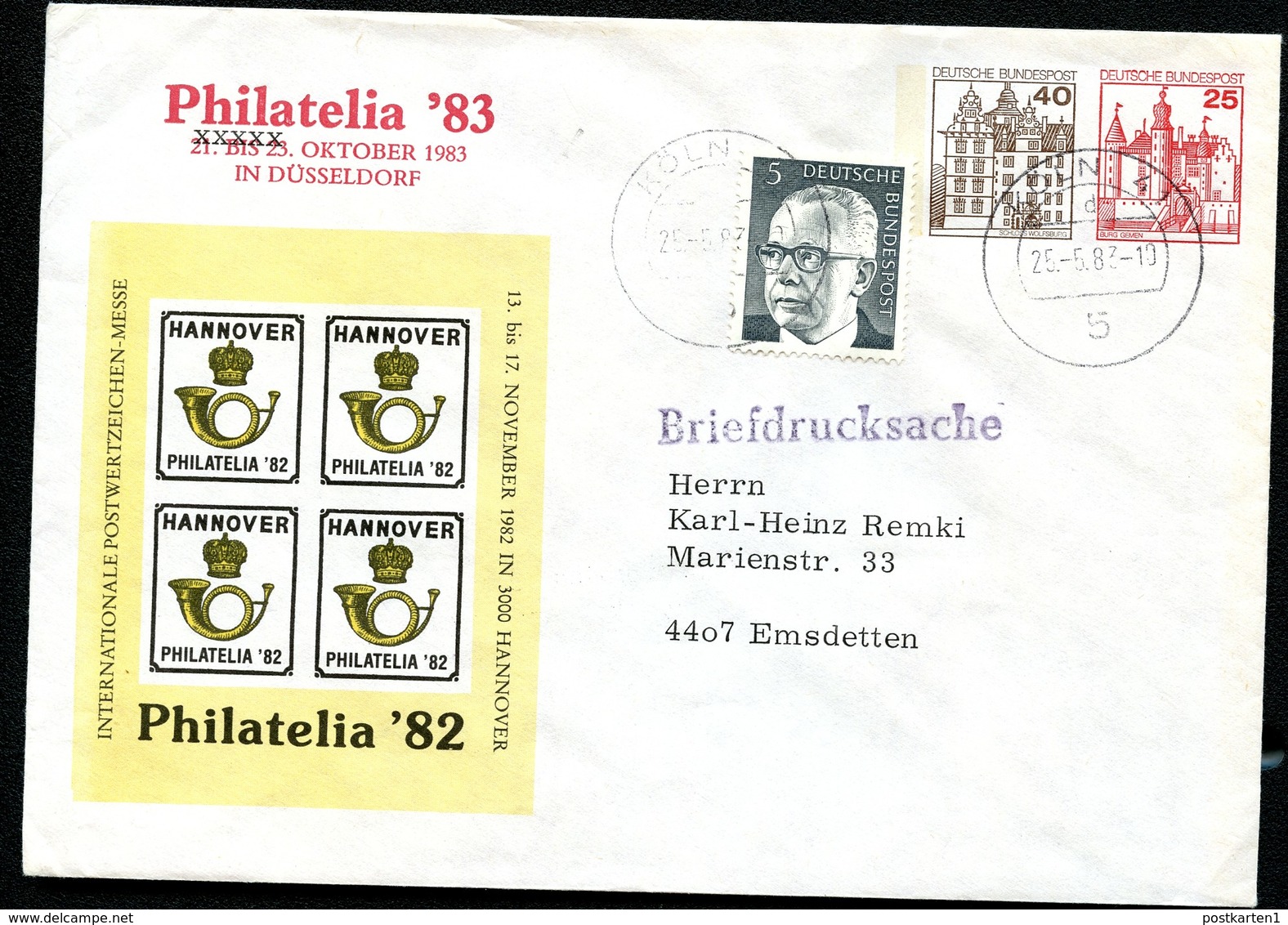 Bund PU152 D2/001b PHILATELIA DÜSSELDORF Gebraucht Köln 1983 - Privatumschläge - Gebraucht