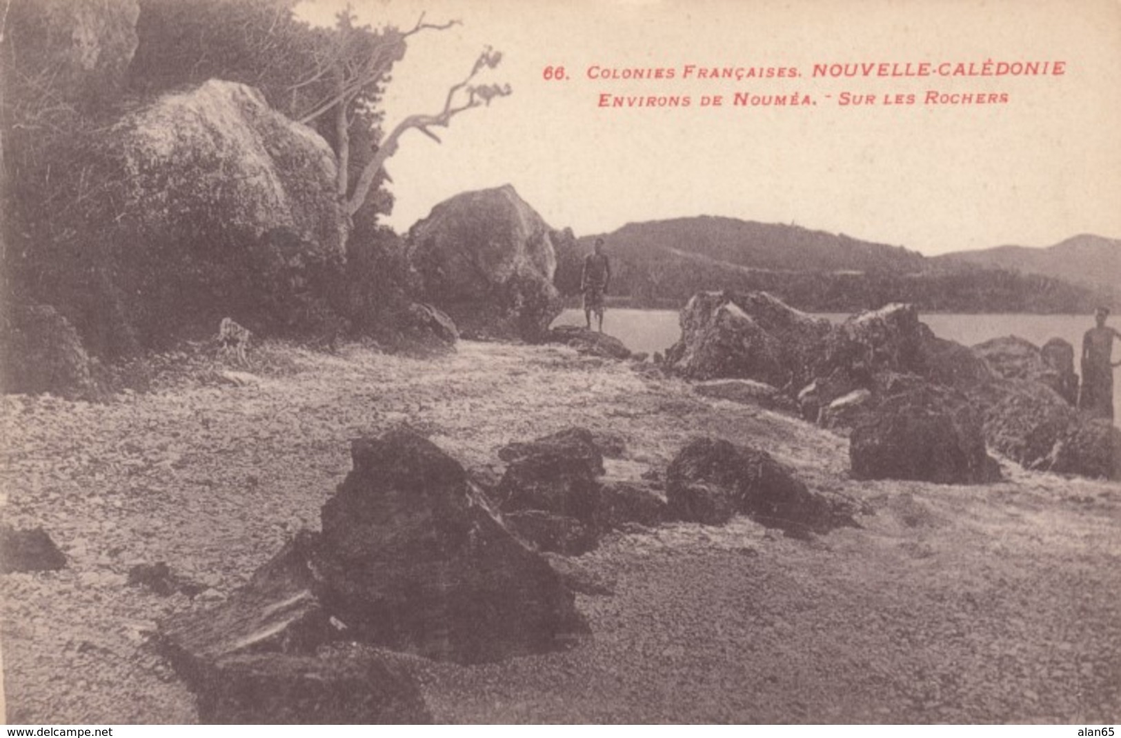 New Caledonia, On The Rocky Shore Beach Near Noumea, C1910s Vintage Postcard - Nueva Caledonia