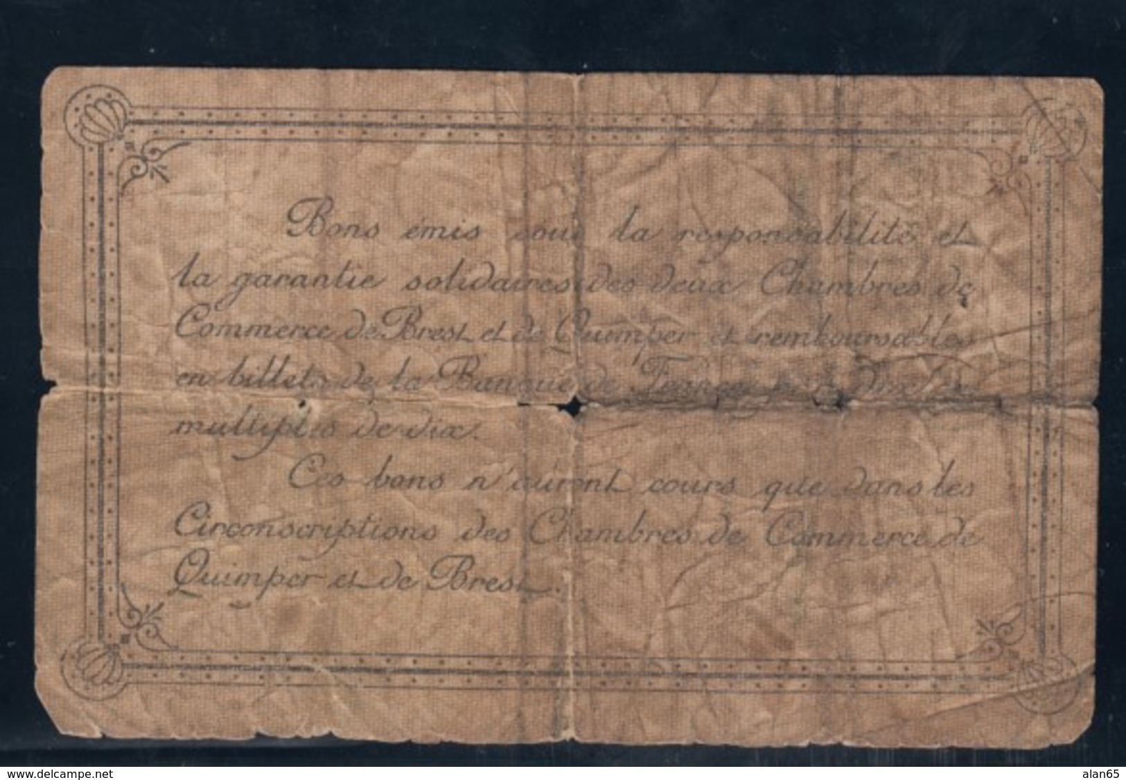 Quimper & Brest Chambre De Commerce 1917 50c Note - Chamber Of Commerce