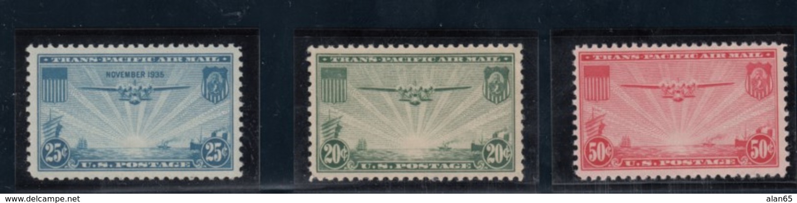 Lot Of 4 Mint US Air Mail Stamps, Sc#C20 25c #C21 20c, #C22 50c China Clipper Series, #C236c Air Mail 1935-38 Issues - 1b. 1918-1940 Unused