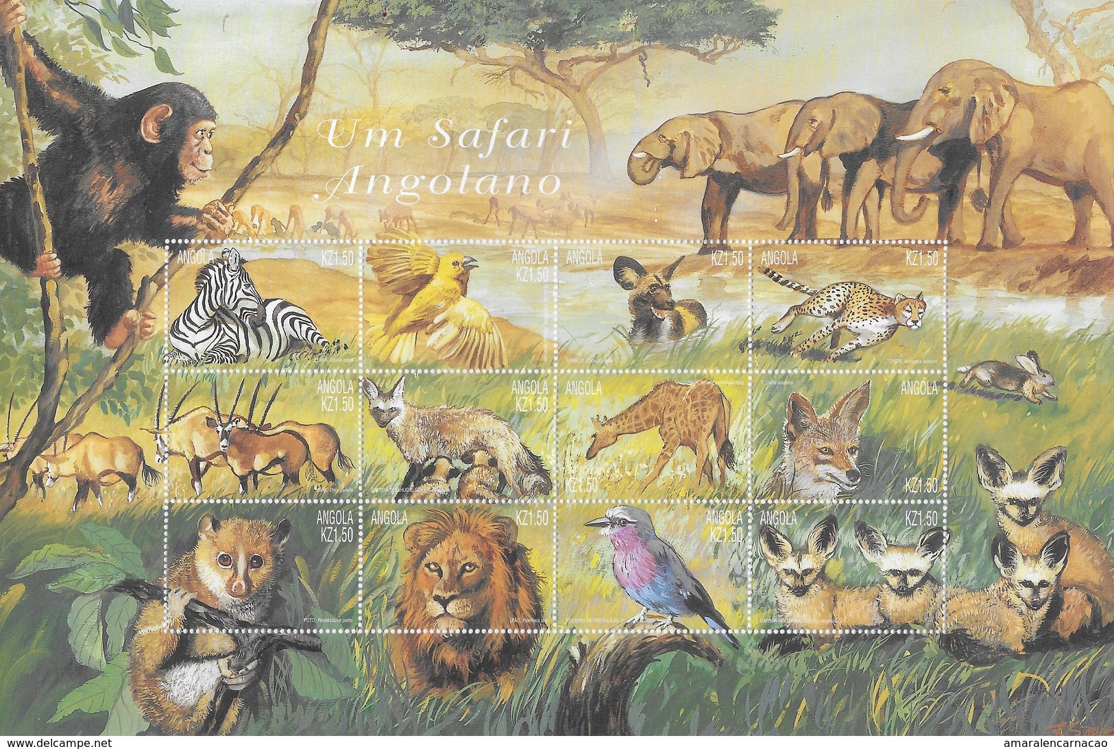 TIMBRES - STAMPS - SELLOS - FRANCOBOLLI - ANGOLA -2000- UN SAFARI ANGOLA - FEUILLE AVEC TIMBRES NEUFS - MNH - Other & Unclassified