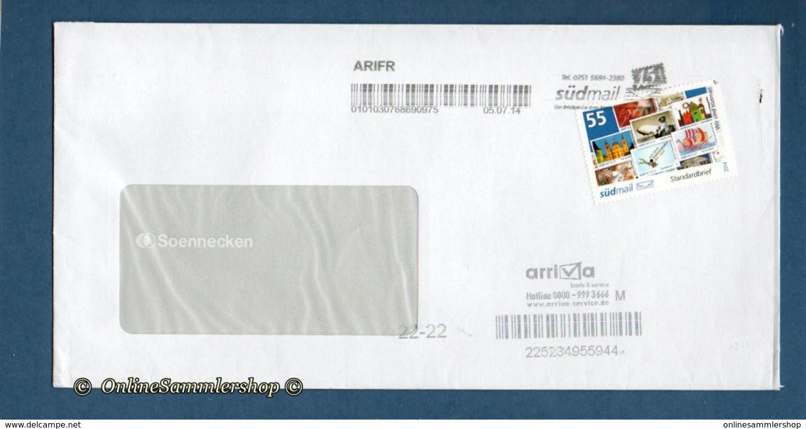 Privatpost - Arriva / Südmail - Gel. Umschlag Mit Label M / Standartmarke - 55 - Privatpost