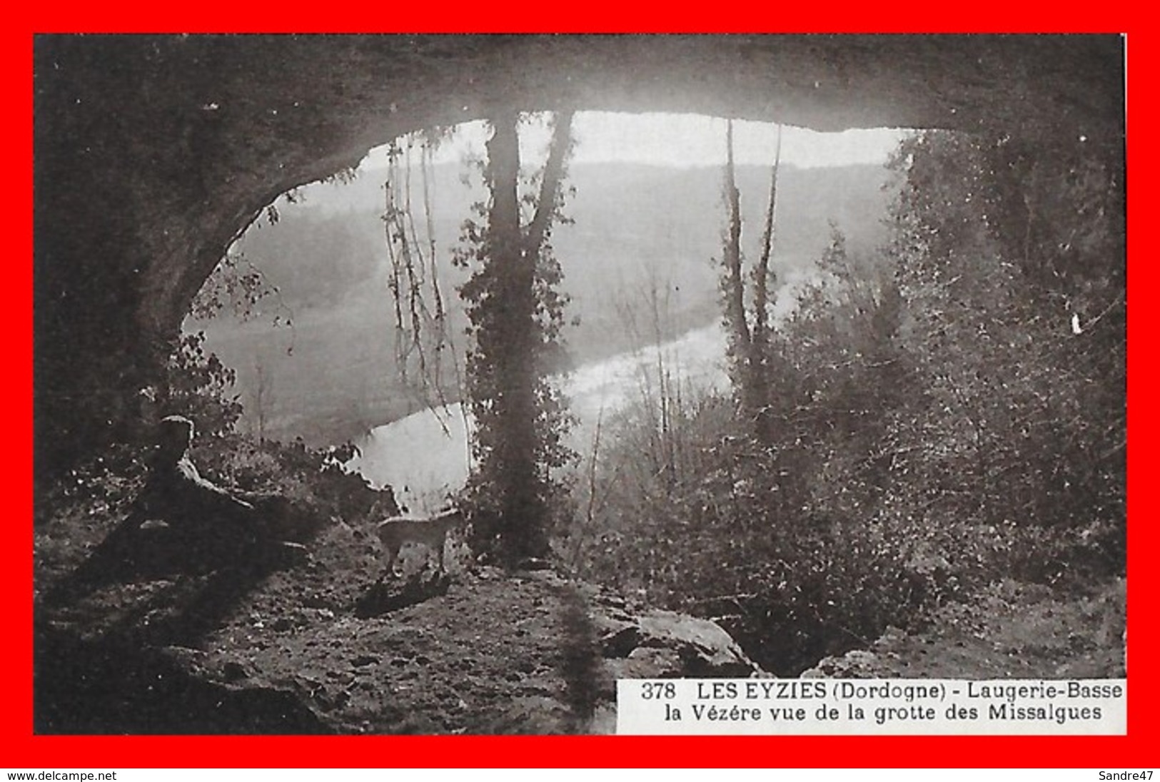 CPA (24) LES EYZIES.  Laugerie-Basse. La Vézère Vue De La Grotte Des Missalgues, Animé, Chien...H596 - Autres & Non Classés