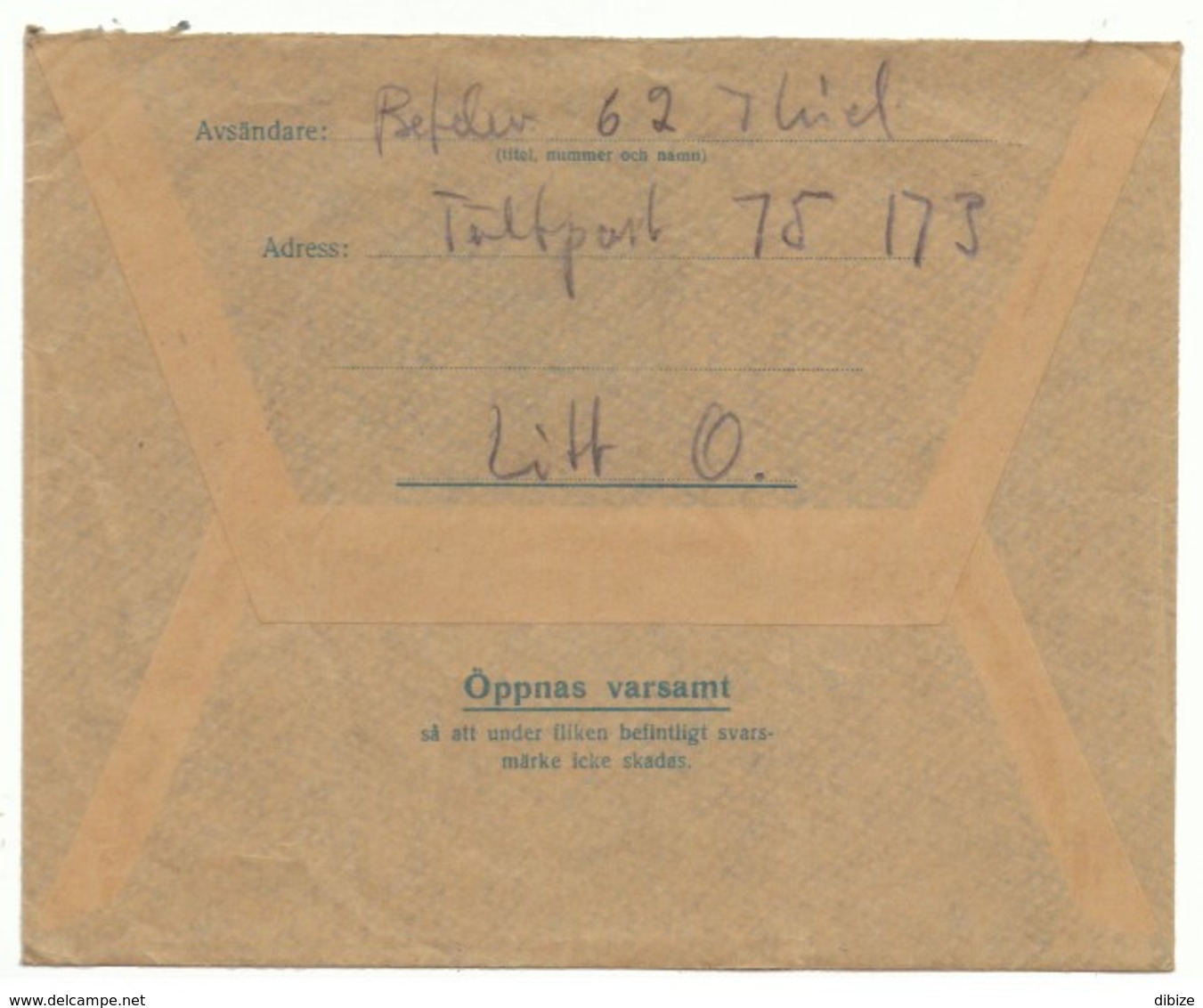 Enveloppe En Franchise Militaire. Suéde. Cachet 1942 - Militaire Zegels