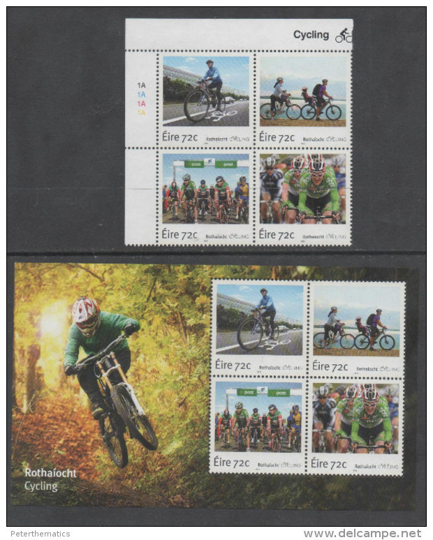 IRELAND , 2016, MNH, CYCLING, BICYCLES, 4v+ SHEETLET - Cycling