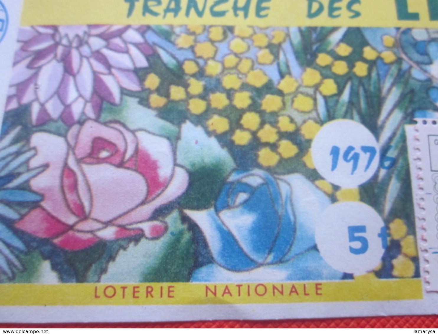 1976-1/10é ROSA--TRANCHE DES LILAS -EUROSUD-Billet De La Loterie Nationale+VIGNETTE-IMPRIMÉE TAILLE DOUCE - Billets De Loterie