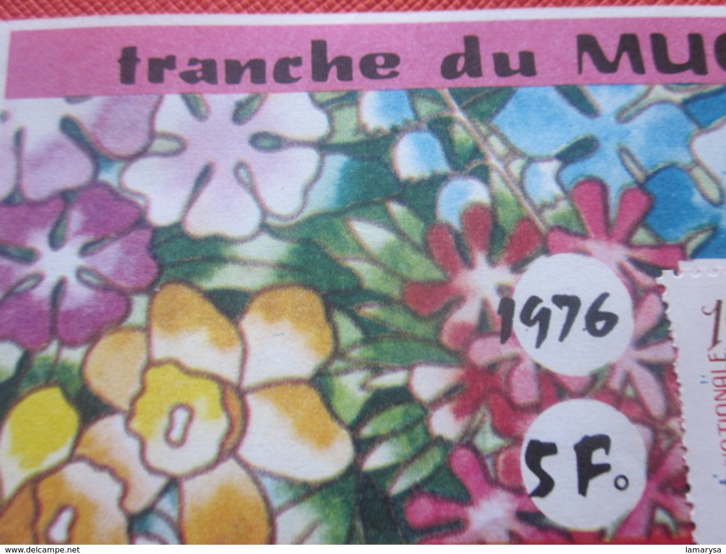 1976-1/10é ROSA--TRANCHE DU MUGUET -EUROSUD-Billet De La Loterie Nationale+VIGNETTE-IMPRIMÉE TAILLE DOUCE - Billets De Loterie