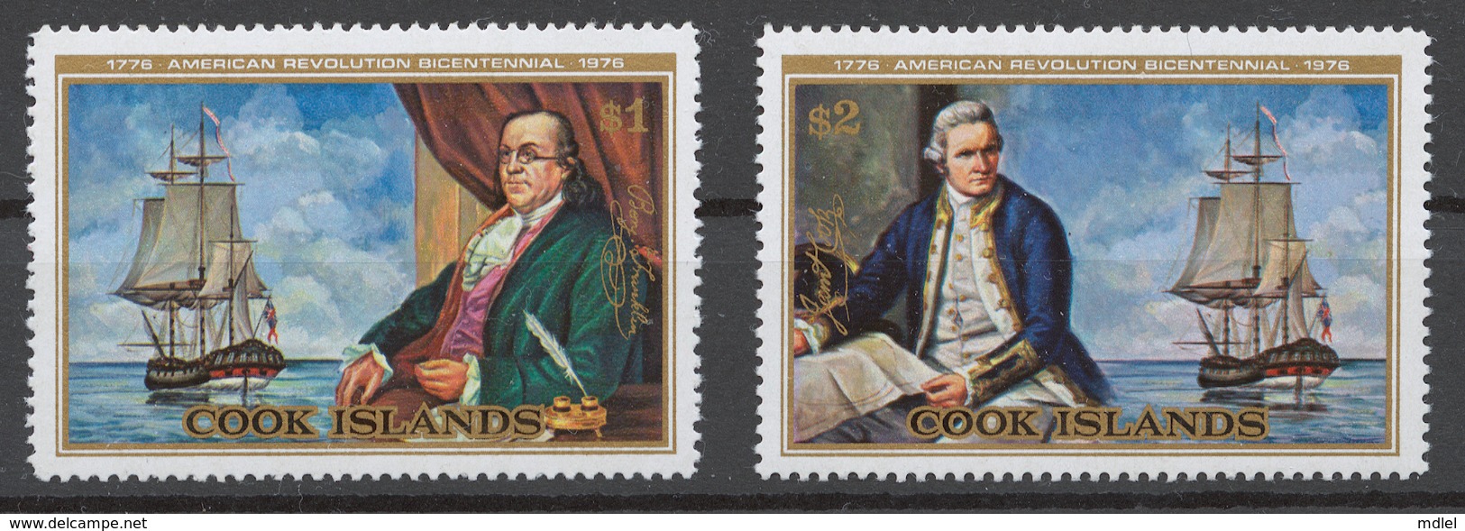 Cook Islands 1976 Mi# 485-86** AMERICAN REVOLUTION BICENTENNIAL - Cook